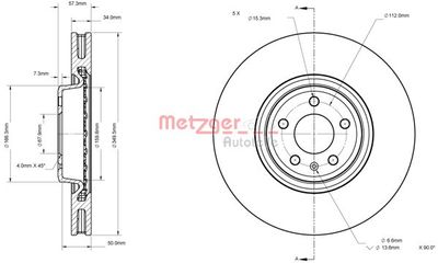 6110876 METZGER Тормозной диск