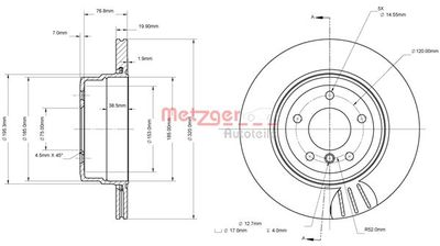 6110877 METZGER Тормозной диск