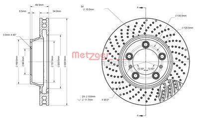 6110881 METZGER Тормозной диск