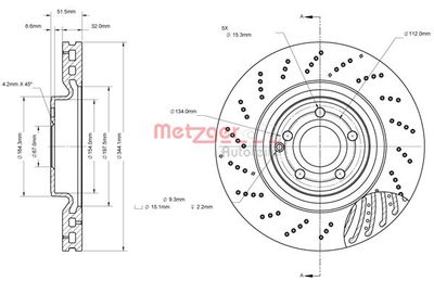 6110883 METZGER Тормозной диск