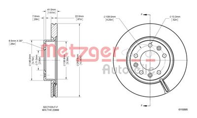 6110895 METZGER Тормозной диск