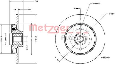 6110944 METZGER Тормозной диск