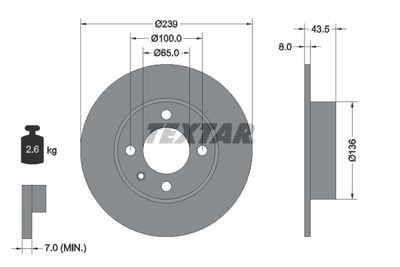 92010500 TEXTAR Тормозной диск