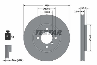 92026500 TEXTAR Тормозной диск