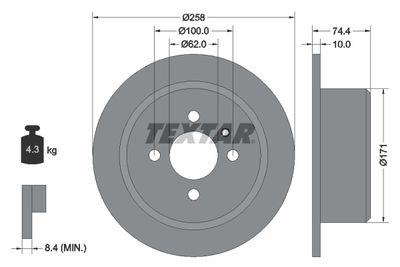 92038400 TEXTAR Тормозной диск