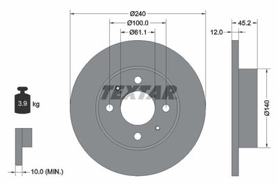 92051800 TEXTAR Тормозной диск