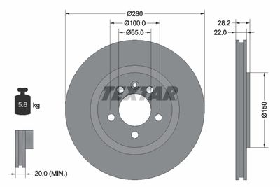 92057100 TEXTAR Тормозной диск