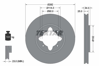 92078100 TEXTAR Тормозной диск