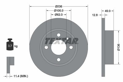 92090400 TEXTAR Тормозной диск