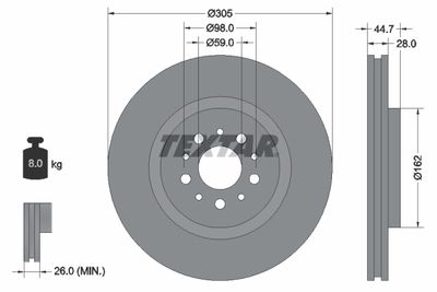 92092700 TEXTAR Тормозной диск