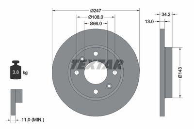 92092800 TEXTAR Тормозной диск