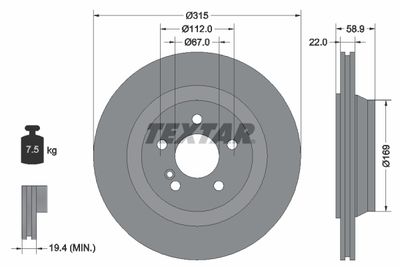 92109000 TEXTAR Тормозной диск