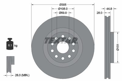 92115800 TEXTAR Тормозной диск