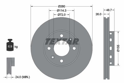 92131700 TEXTAR Тормозной диск