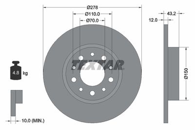 92145203 TEXTAR Тормозной диск