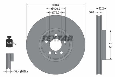 92161000 TEXTAR Тормозной диск