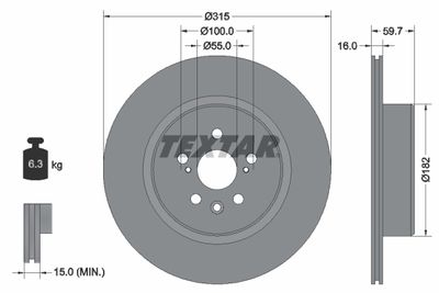 92169503 TEXTAR Тормозной диск