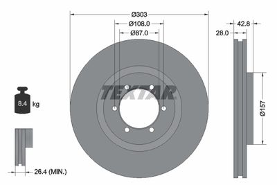 92180003 TEXTAR Тормозной диск