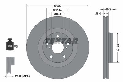 92195303 TEXTAR Тормозной диск