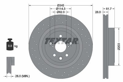 92204203 TEXTAR Тормозной диск