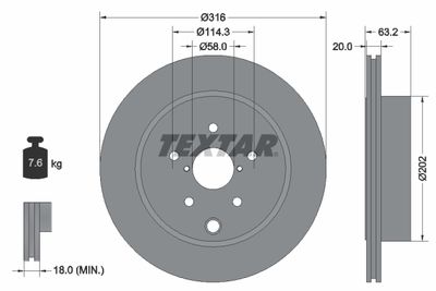 92243703 TEXTAR Тормозной диск