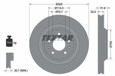 92261100 TEXTAR Тормозной диск