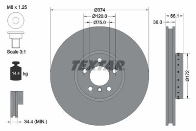 92266325 TEXTAR Тормозной диск