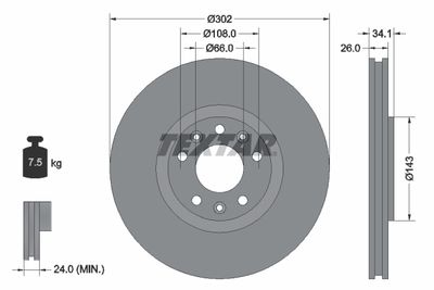 92268103 TEXTAR Тормозной диск