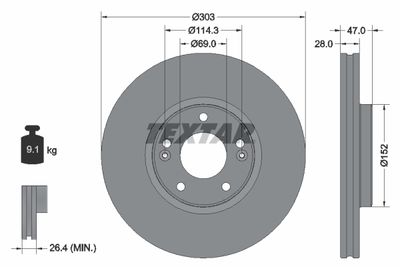 92273303 TEXTAR Тормозной диск