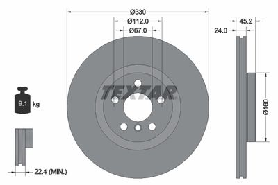 92274403 TEXTAR Тормозной диск