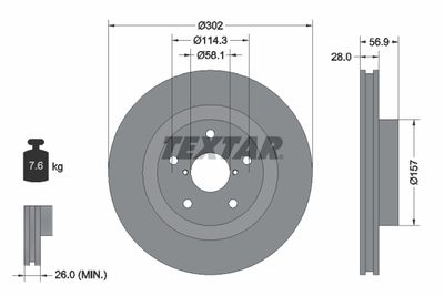 92286203 TEXTAR Тормозной диск