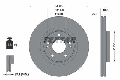 92292205 TEXTAR Тормозной диск