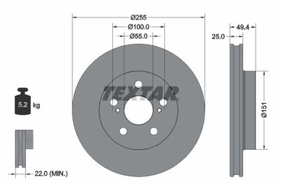 92301703 TEXTAR Тормозной диск