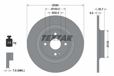 92320003 TEXTAR Тормозной диск