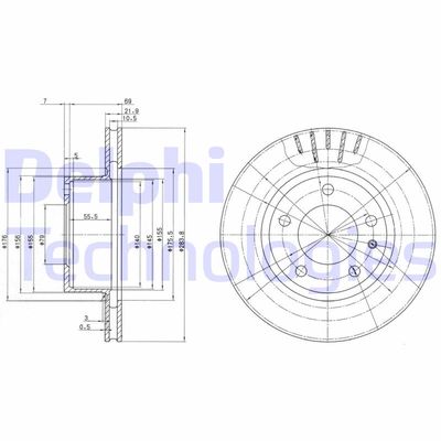 BG2212 DELPHI Тормозной диск