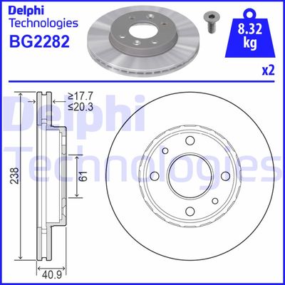 BG2282 DELPHI Тормозной диск