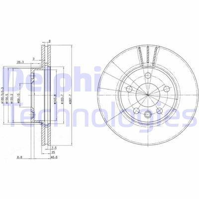 BG3025 DELPHI Тормозной диск