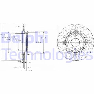 BG3222 DELPHI Тормозной диск