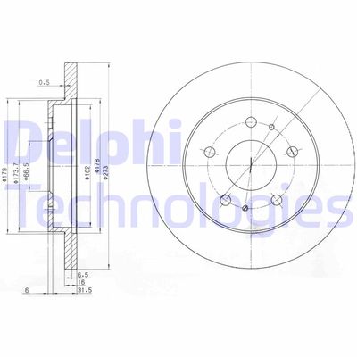 BG3607 DELPHI Тормозной диск