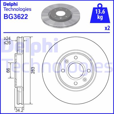 BG3622 DELPHI Тормозной диск