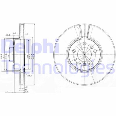 BG3628 DELPHI Тормозной диск