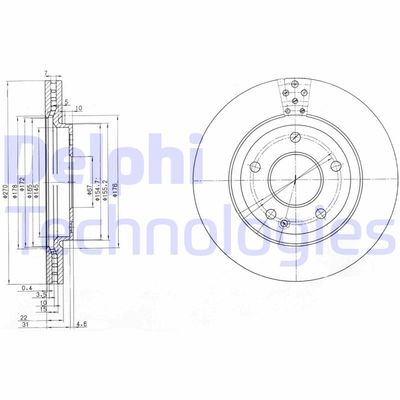 BG3709 DELPHI Тормозной диск