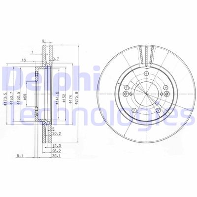 BG3721 DELPHI Тормозной диск