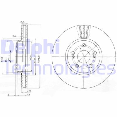 BG3823 DELPHI Тормозной диск