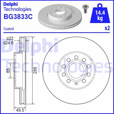 BG3833C DELPHI Тормозной диск