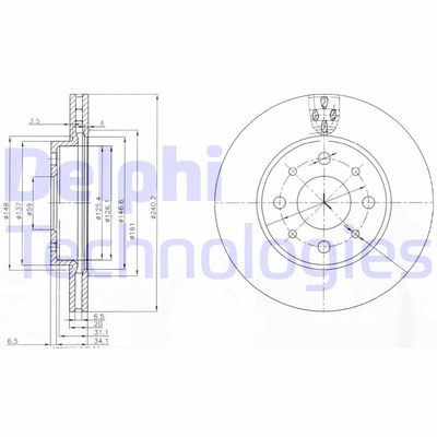 BG3839 DELPHI Тормозной диск