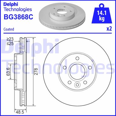 BG3868C DELPHI Тормозной диск