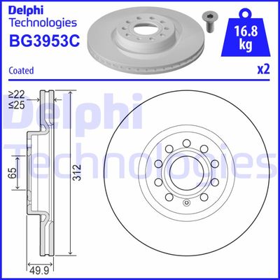 BG3953C DELPHI Тормозной диск