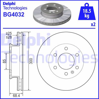 BG4032 DELPHI Тормозной диск