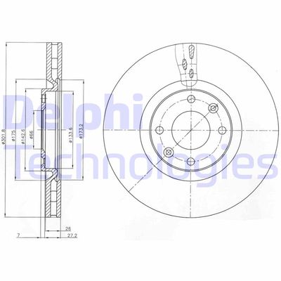 BG4166 DELPHI Тормозной диск